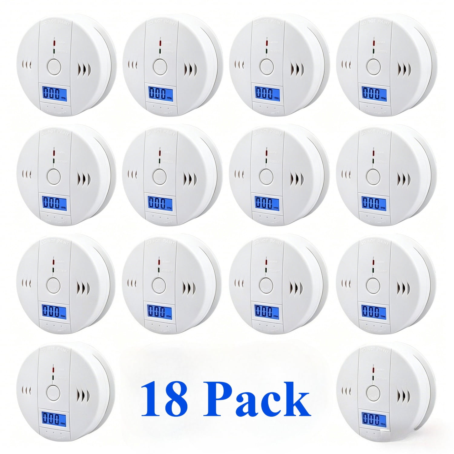 LCD Display CO Carbon Monoxide Detector, 18 Pack Portable Home Safety Gas Alarm Detector, CO Gas Monitor Alert Device for Indoor Household Office Safety Protection