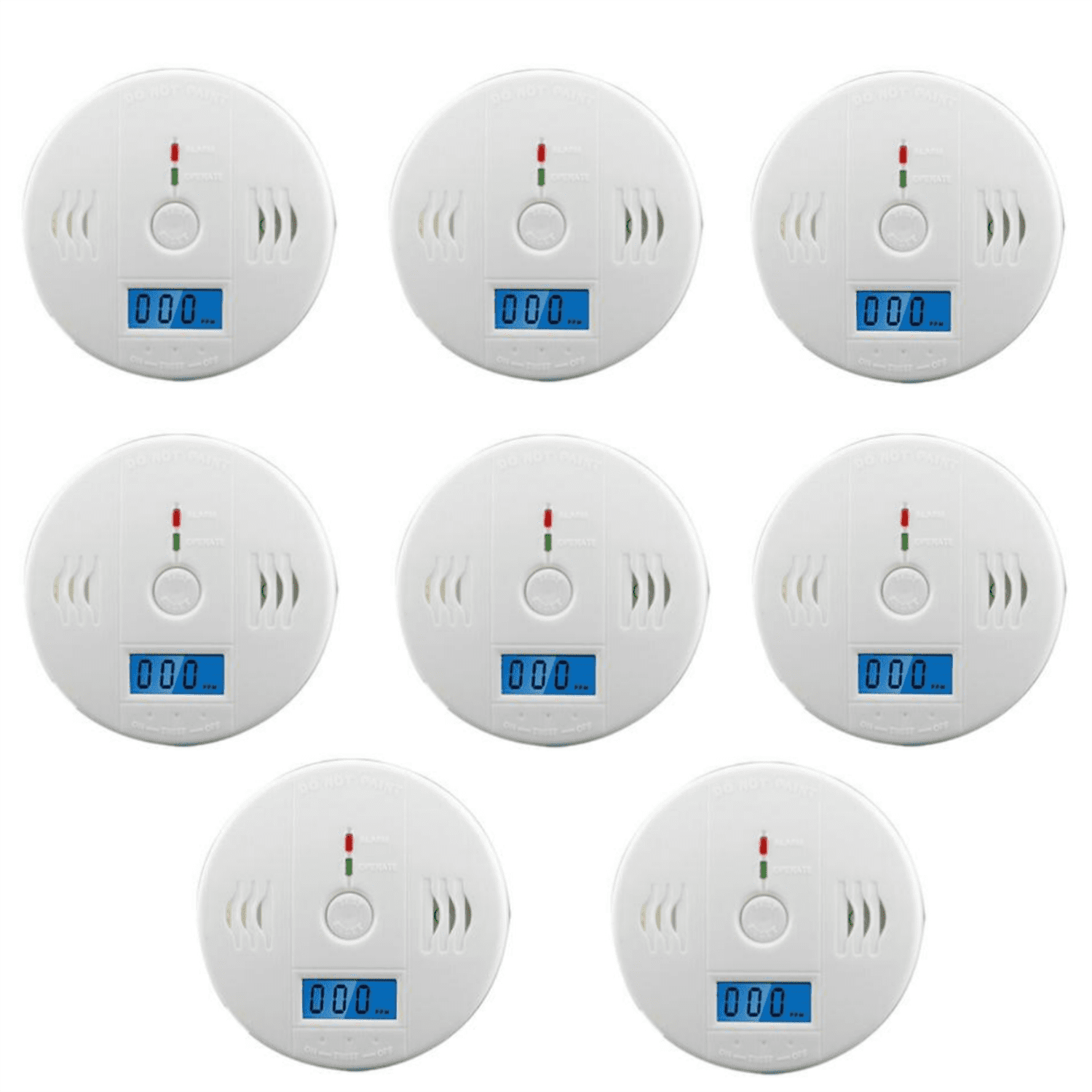 LCD Display CO Carbon Monoxide Detector, 8 Pack Portable Home Safety Gas Alarm Detector, CO Gas Monitor Alert Device for Indoor Household Office Safety Protection