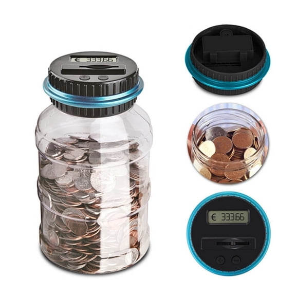 LCD Display EURO Money Deposit Electronic Digital Counting Coin Bank Money Saving Box Jar Counter Bank Box Piggy Bank Counter Have Educational Significance ,Unbreakable