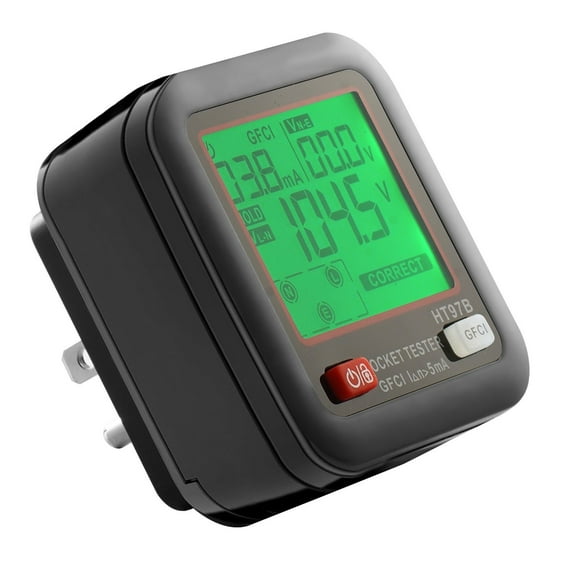 LCD Display GFCI Outlet Tester - Receptacle Circuit Analyzer with Trip Test, 120V AC Electrical Socket Checker