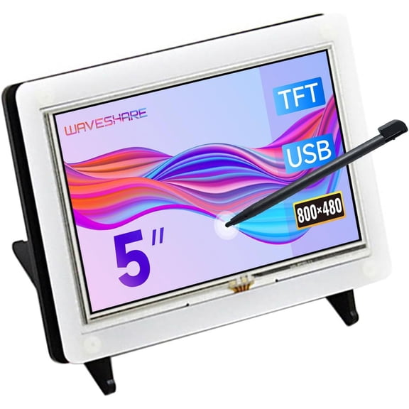 LCD Display Module 5inch 800 * 480 TFT Resistive Touch Screen Panel HDMI Interface for Any Model of Rapsberry pi(Pi 2) A/A+/B/B+/2 B+ Bicolor Case