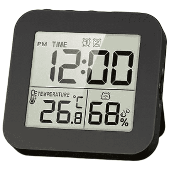 LCD Electronic Clock Timer with Temperature Humidity Display 2 Alarms Countdown