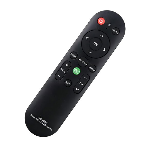 LCD LED Remote Controller RM-V20E Black Handheld Control with Physical Buttons, Source Button and Channel Buttons for Living Rooms