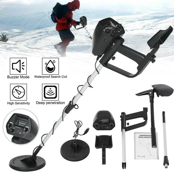 Professional Deep Ground Metal Detector,Waterproof Underwater & Beach Gold Seeker with Foldable Shovel, High-Sensitivity LCD with DISC Mode