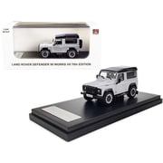 Land Rover Defender 90 Works V8 Silver Metallic with Black Top 70th Edition 1/64 Diecast Model Car by LCD Models