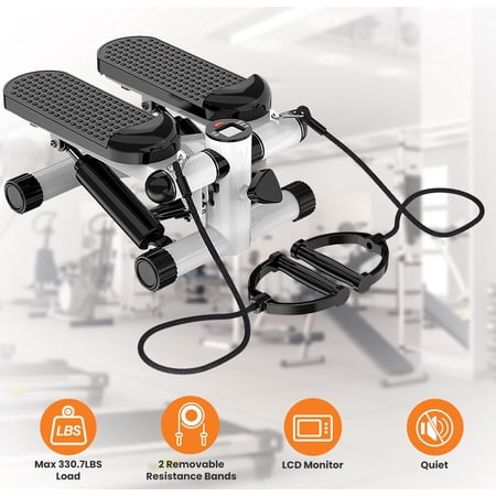 LCD Monitor Fitness Stepper Mini Quiet Stepper Exercise Equipment Max 330.7LBS Gray