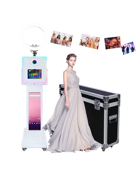 LCD Photo Booth Compatible with iPad Photo Booth for 10.2"-13" with Ring/RGB Light and LCD Screen Selfie Photobooth Machine for Events Rental Wedding