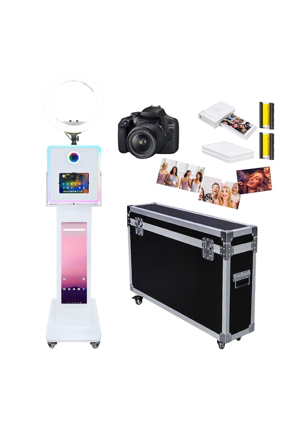 LCD Photo Booth Compatible with iPad Photo Booth for 10.2"-13" with Ring/RGB Light and LCD Screen Selfie Photobooth Machine for Events Rental Wedding