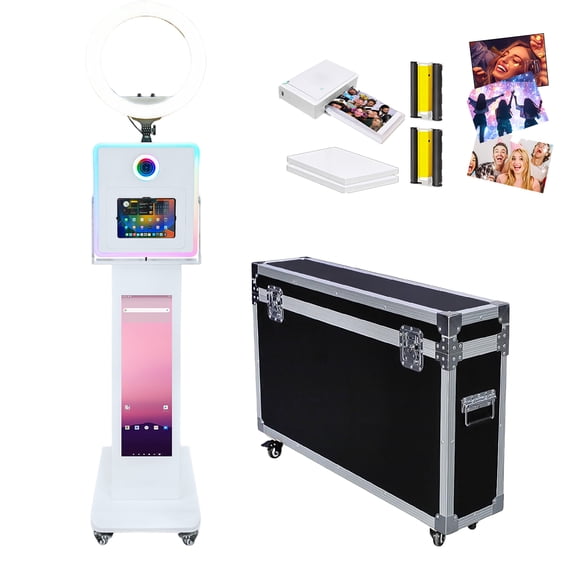 LCD Photo Booth Compatible with iPad Selfie Photobooth for 10.2"-13" with Ring Light RGB Light and Touch Screen Photobooth Machine for Events Wedding