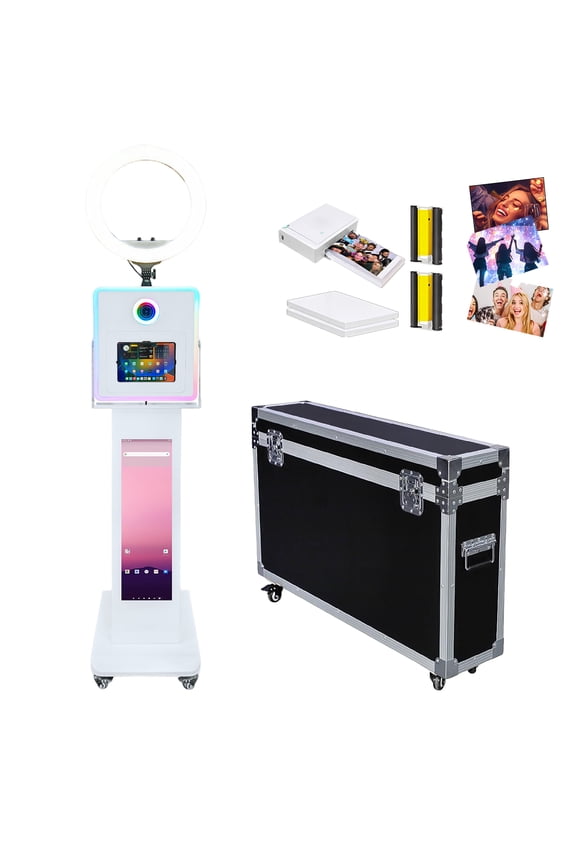 LCD Photo Booth Compatible with iPad Selfie Photobooth for 10.2"-13" with Ring Light RGB Light and Touch Screen Photobooth Machine for Events Wedding