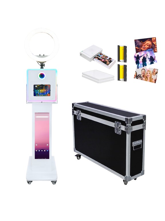 LCD Photo Booth Compatible with iPad Selfie Photobooth for 10.2"-13" with Ring Light RGB Light and Touch Screen Photobooth Machine for Events Wedding