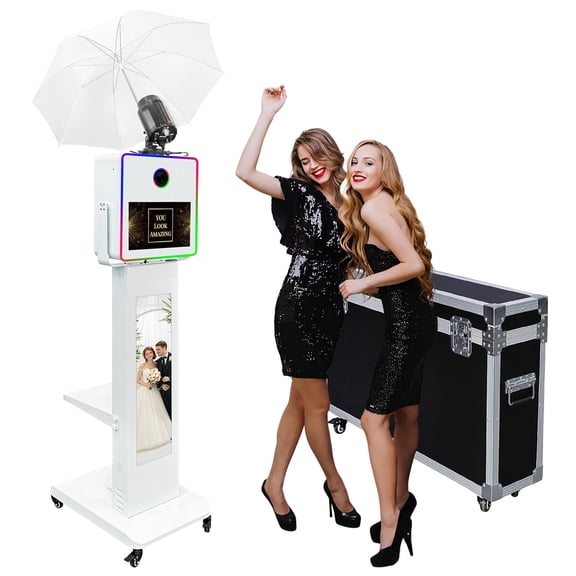 LCD Photo Booth With 15.6" Mirror Touch Screen APP Control Selfie Station Shell Stand DIY Photobooth Machine With RGB Light for Party