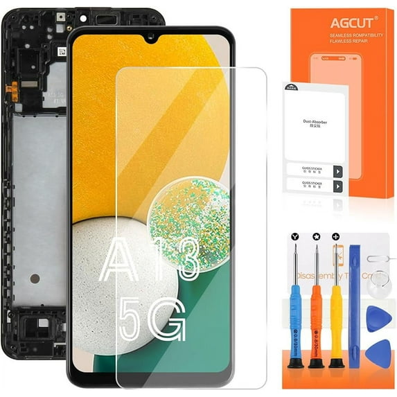 LCD For Samsung Galaxy A13 5G Screen Replacement For A136 LCD Display SM-A136U,SM-A136U1,SM-A136W,SM-A136B,SM-S136DL Touch Screen Digitizer Assembly Repair kits(Black With Frame)