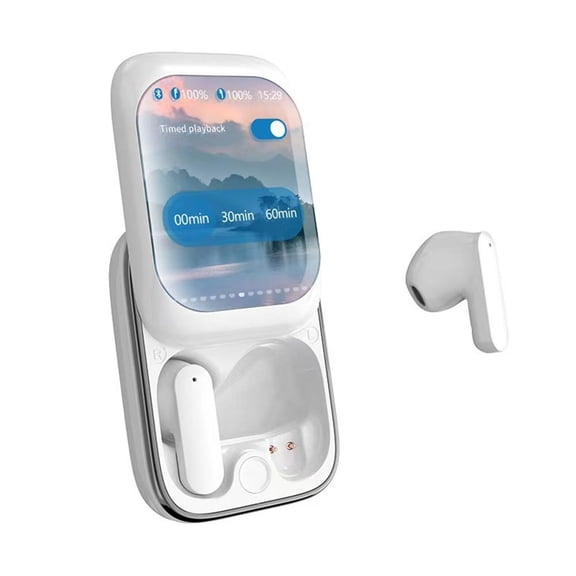LCD Screen Slide-out True Bluetooth 5.3 Earphones Full-color Bass APP For Android IOS Phone Gamer Headphones Gift