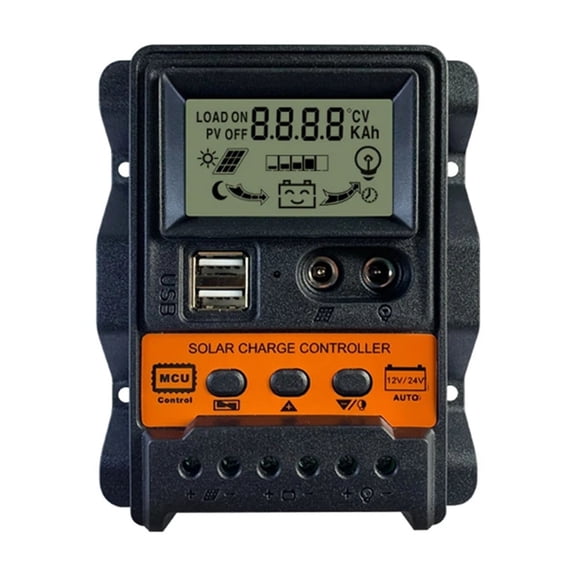 LCD Solar Char Controller 12V 24V Solar Panel Regulator Battery Display Discharging Current With Power-off Memory ,Improvement of Charging Speed