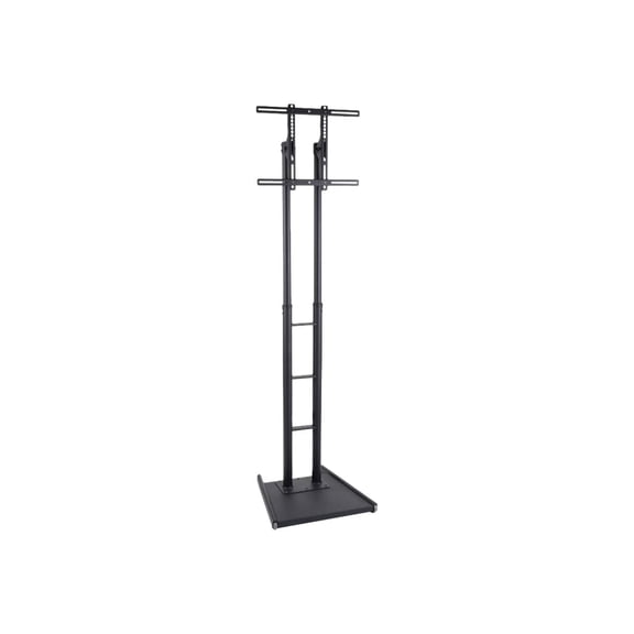 LCD TV Stands with Double Post Design Fit 32 to 84+ Monitors, Weighted Base for Stability, Height Adjustable, Steel (Black) (MBFFACESTBK)