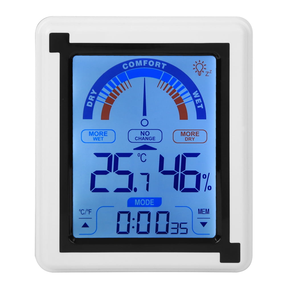 LCD Touch Screen Weather Clock Digital Temperature Humidity Meter