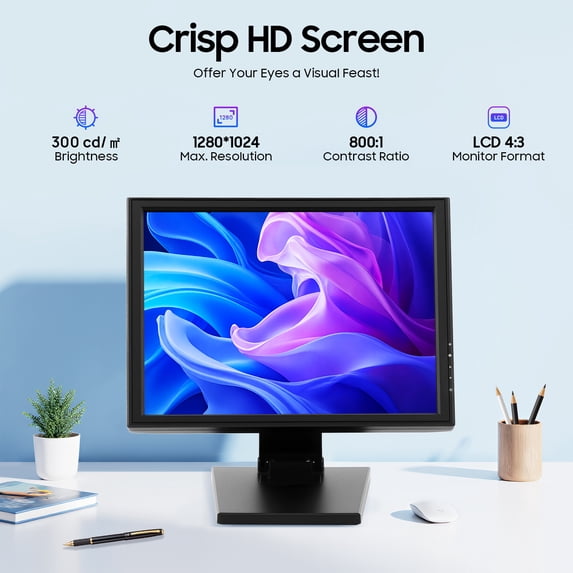 LCD Touchscreen Monitor, 17 Inch Computer Touch Screen PC Display, Desktop Touch Display