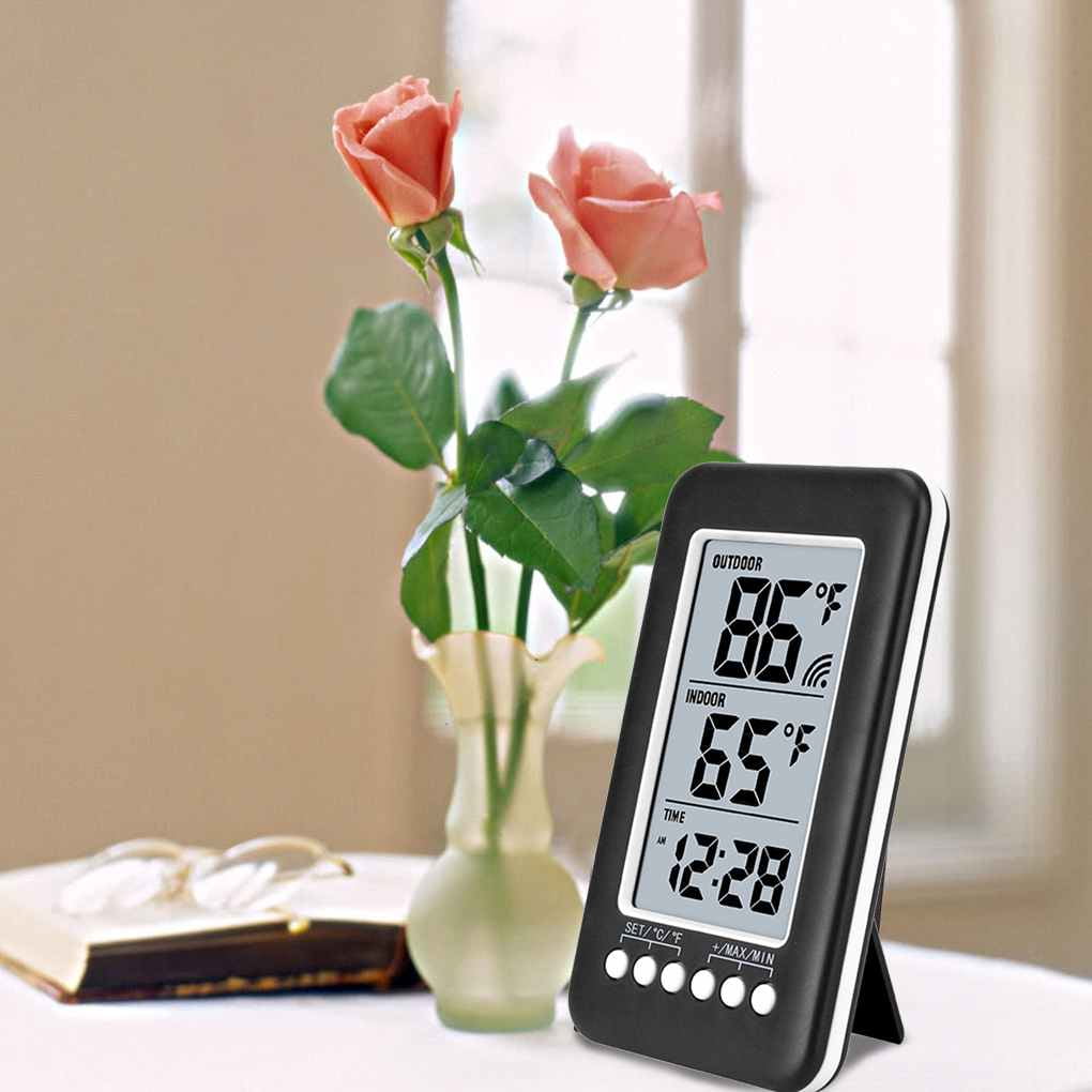 LCD Digital Outdoor Indoor Thermometer Clock Wireless Meter Transmitter  C9S9