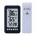 thumbnail image 1 of LCD Wireless Thermometers Clock Indoor Outdoor Digital Temperature Measurement with Large Display, 1 of 5