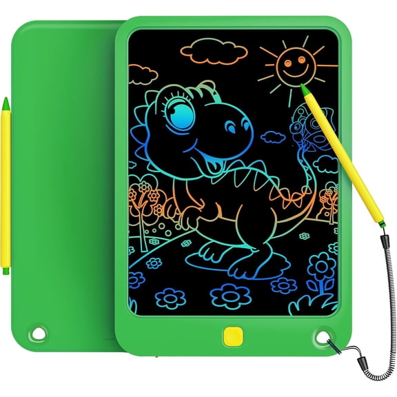 LCD Writing Tablet 10 Inch, Toys for 3 4 5 6 7 8 9 10 Year Old Boys Girls, Colorful Doodle Board Drawing Tablet, Gift for Boys Toddlers Age 3-12 Years, Memo Board, Drawing Pads with Lanyard (Green)
