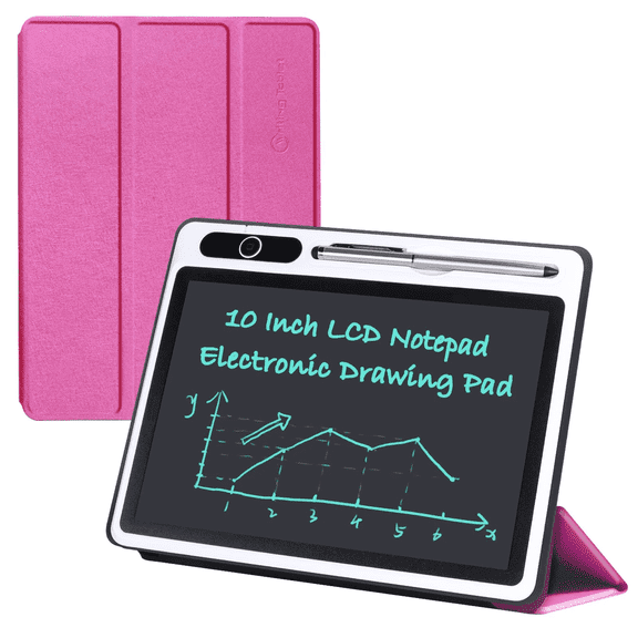 LCD Writing Tablet 10 inch Electronic Handwriting Pad Doodle Board with Leather Protective Case Christmas Birthday Gifts at Home Business Office(Pink)