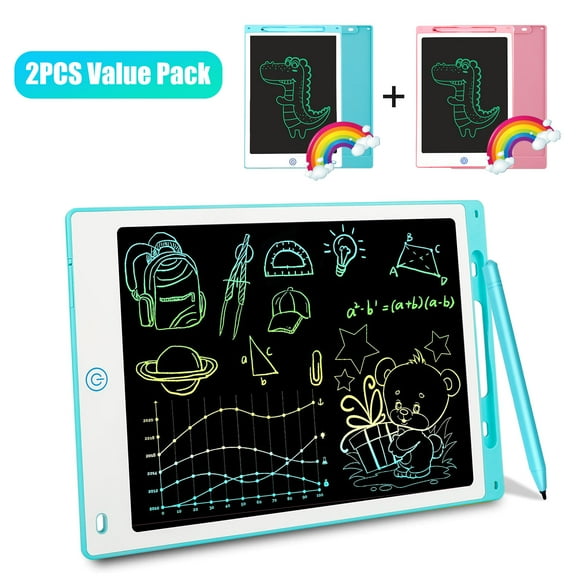 LCD Writing Tablet, 12 in Colorful Screen Drawing Pad, Handwriting Doodle Board for 3 - 12 Year-Old Boys and Girls - Pink