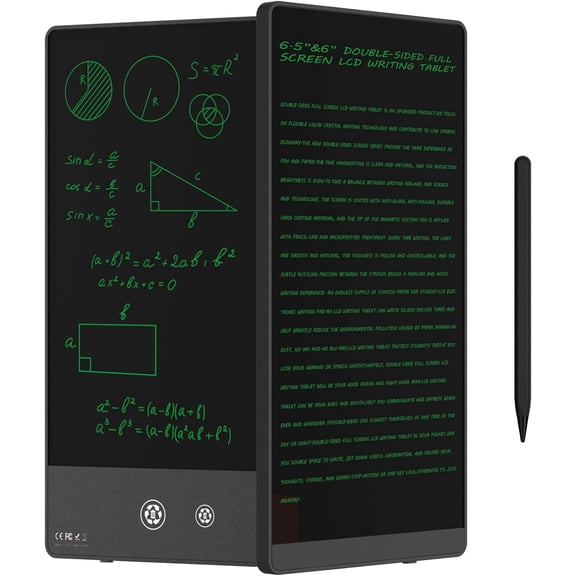 LCD Writing Tablet for Adults-6.5&6 LCD Writing Tablet,Double-Sided Full Screen Electronic Drawing Pad,Mini Portable Digital Notepad for School,Office,Home,Erasable,Reusable