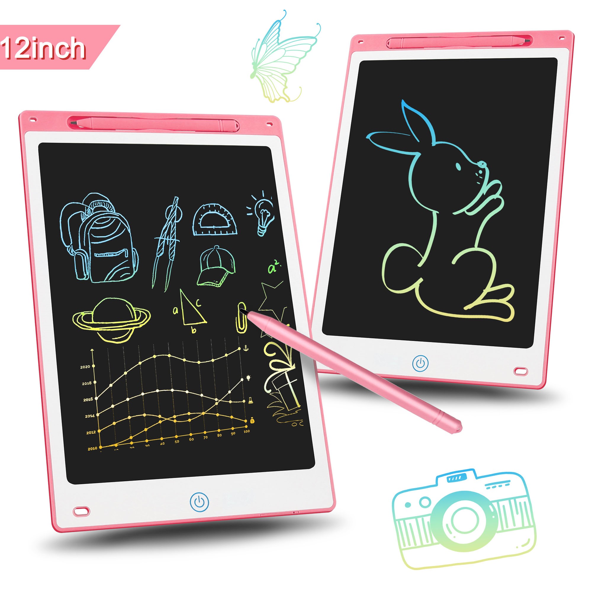LCD Writing Tablet, EEEkit 12in Electronic Writing Board, Erasable Drawing Doodle Pad, Pink