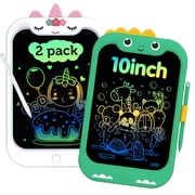 2PCS LCD Writing Tablet, GKcity Electronic Writing Drawing Board Pad Erasable, 10 Inch Doodle Board Educational Toys Gifts Christmas Gift for 3-6 Years Old Boys and Girls, (White&Green)