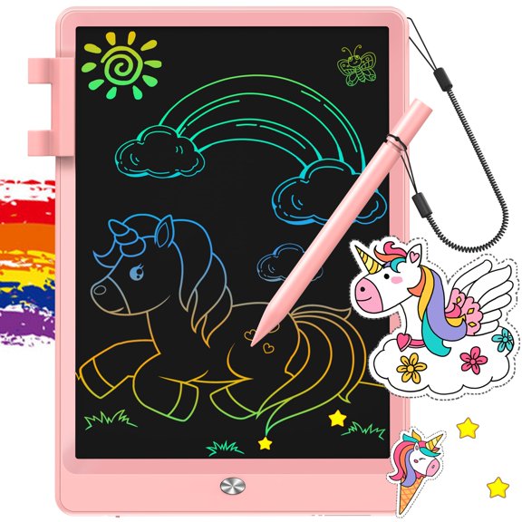 LCD Writing Tablet for Kids,10 Inch Doodle Board,Colorful Drawing Pad for Toddler,Educational Travel Toy Gifts for 3-8 Year Old Girls Boys,Erase Lock Writing Board - Pink