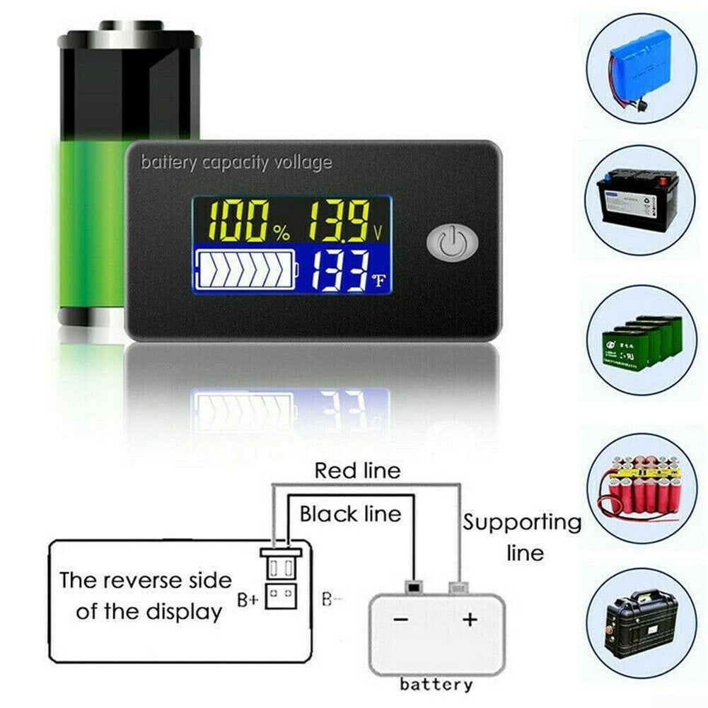LCD digital 12V battery capacity status display indicator monitor meter ...