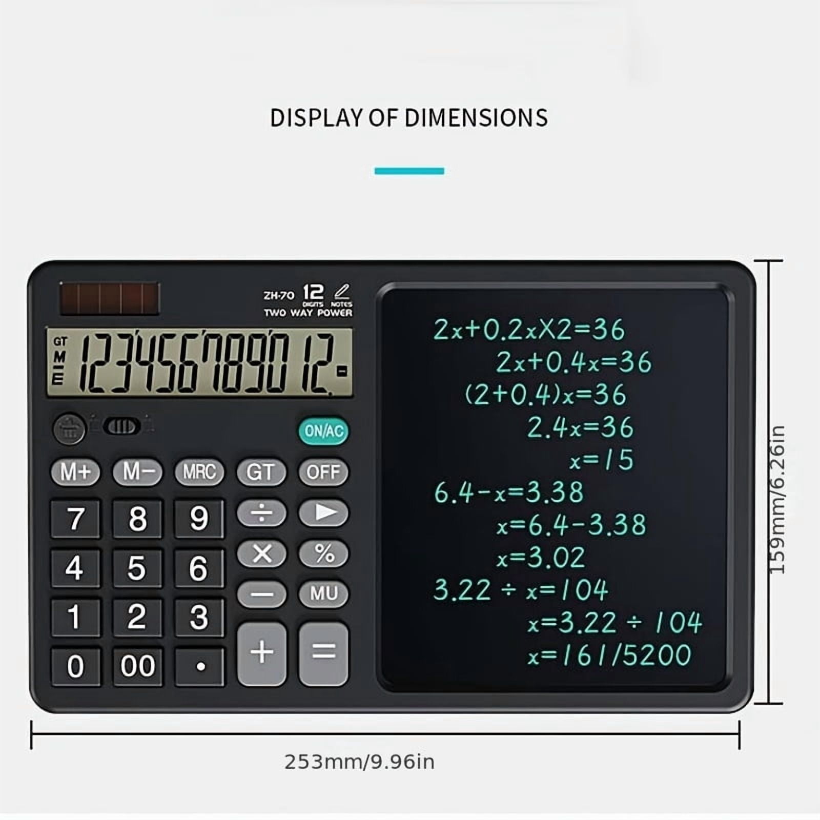 LCD display calculator tablet with recording backup portable for office students and professional use