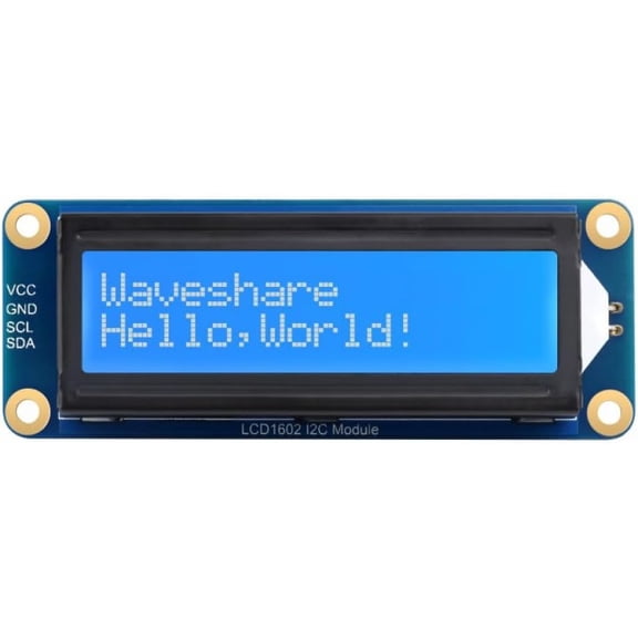 LCD1602 I2C Module, 16x2 Character Display with Blue Backlight, 3.3V 5V Compatible for Microcontroller and Development Board Projects SKU-23991
