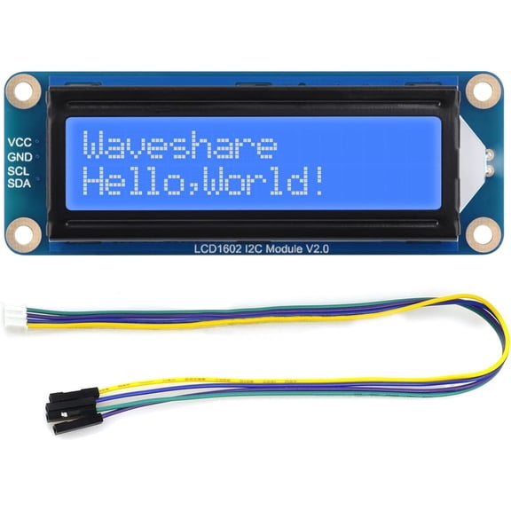 LCD1602 I2C Module, Compatible with 5/4B/3B/Pico/Pico W/Pico WH, 32 Characters LCD, 3.3V/5V, Backlight Adjustable, Blue