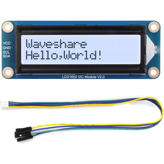 LCD1602 I2C Module, Compatible with 5/4B/3B/Pico/Pico W/Pico WH, 32 Characters LCD, 3.3V/5V, Backlight Adjustable, Gray