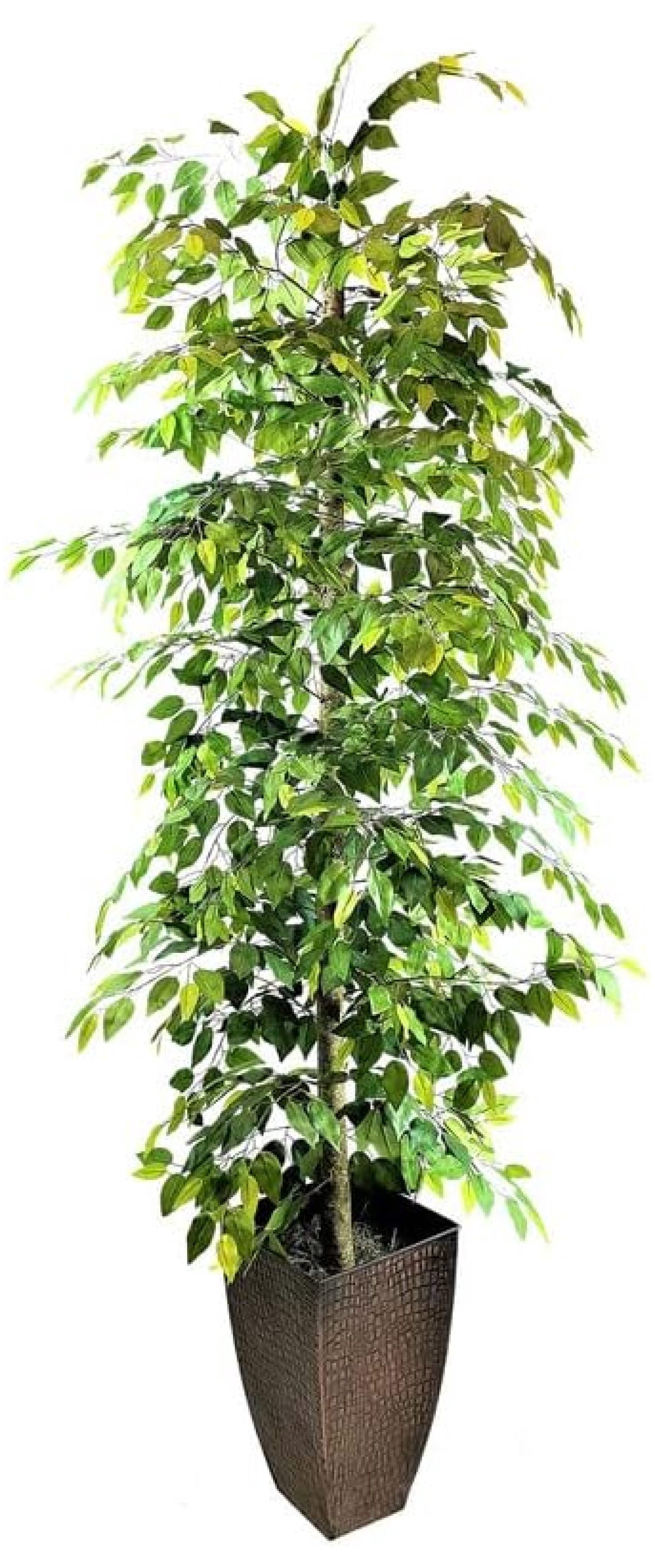 LCG Artificial Plants & Flowers 8 Foot Ficus Tree in a Copper Fluted Planter, Fake Desk Plant