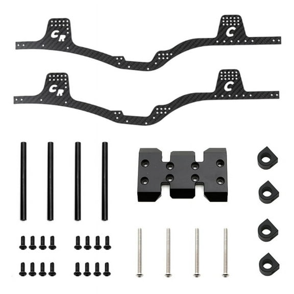 LCG Carbon Fiber Chassis Kit Rail Skid Plate Body Post Mount for Axial SCX10 1/10 RC Crawler Car Parts,Black