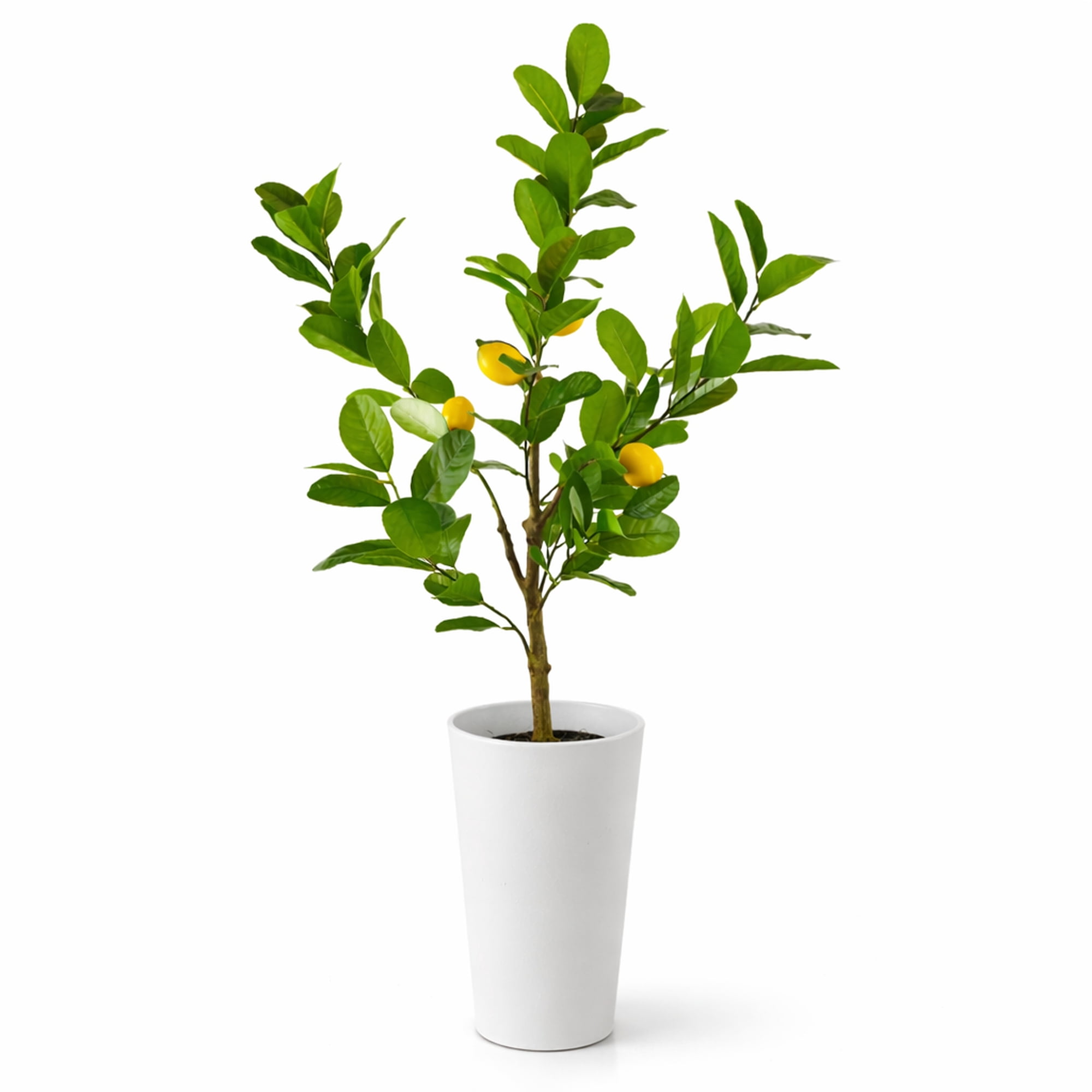 Artificial Tree, 3.3ft Artificial Lemon Plant with Realistic Lemons in a White Textured Metal Pot by LCG Florals, Fake Indoor Faux Tree for Living Room, Kitchen, and Home Decor