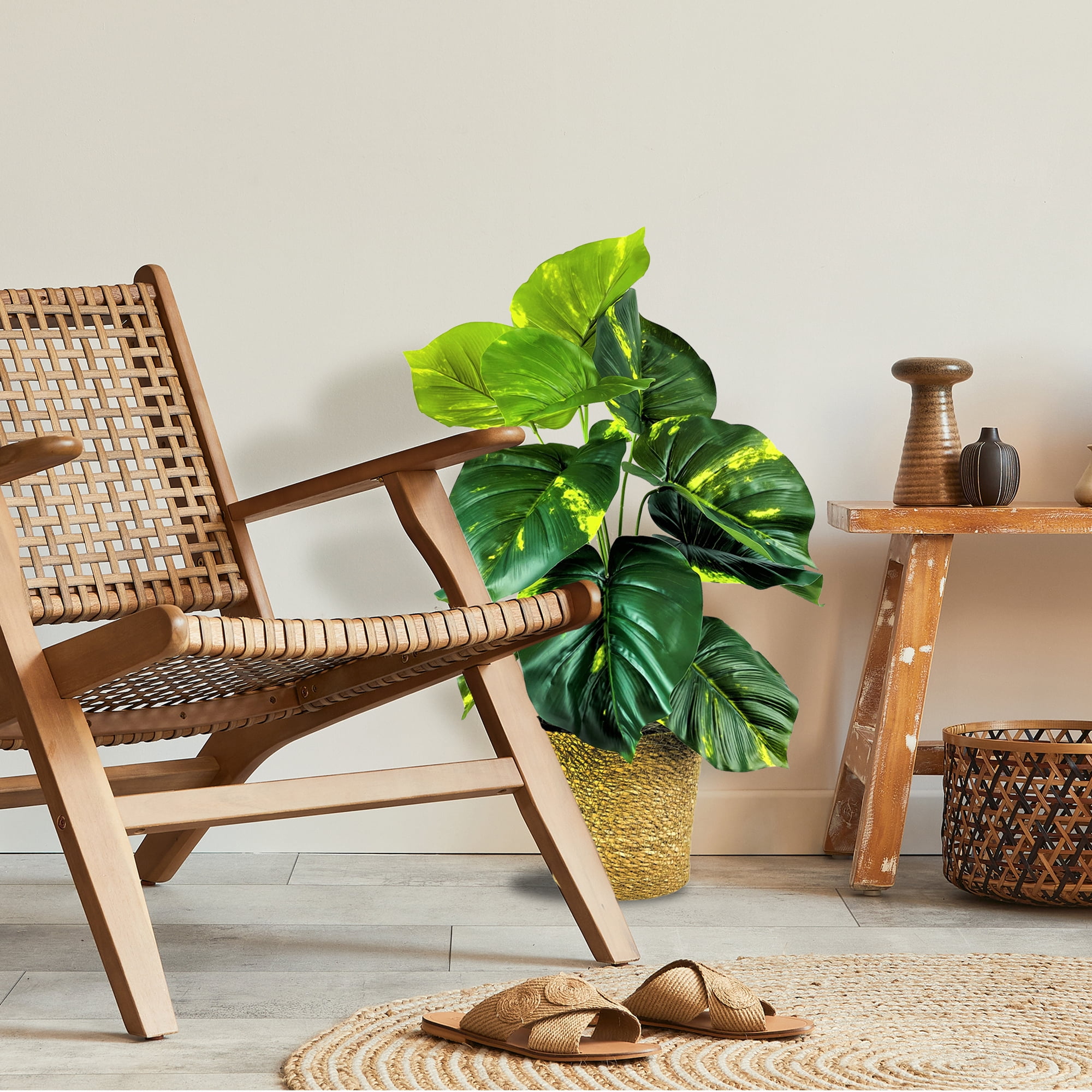 LCG Florals Artificial Plant, Pothos Plant, 2.5 ft, Natural Decorative Basket