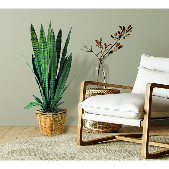 LCG Florals Artificial Plant, Snake Plant, 3.17 ft, Square Handwoven Basket