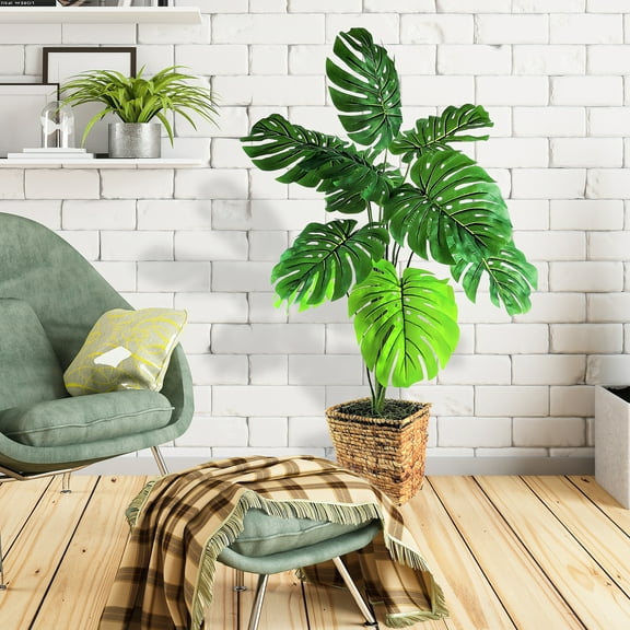 LCG Florals Artificial Plant, Monstera Plant, 3.33 ft, Square Basket