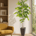 thumbnail image 1 of Artificial Tree, 6ft Artificial Designer Ficus Tree in a Copper Embossed Metal Pot by LCG Florals, Faux Designer Fake Indoor Tree for Living Room, Office, and Home Décor, 1 of 12