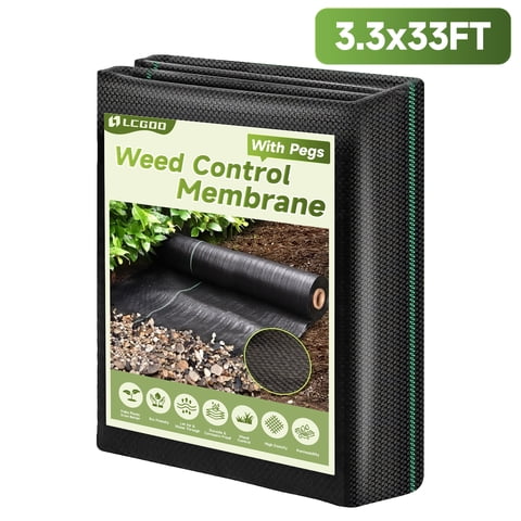LCGOD 3.3x33ft Weed Barrier Fabric, Heavy Duty Landscape Fabric Roll, High-Permeability Weed Control Mat for Garden, Lawn & Landscaping
