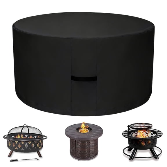 LCGOD Heavy Duty Round Fire Pit Cover, 100% Waterproof, 36x20 Inches, Fits 33-36 Inch Outdoor Gas/Wood Burning Fire Pits & Fire Tables