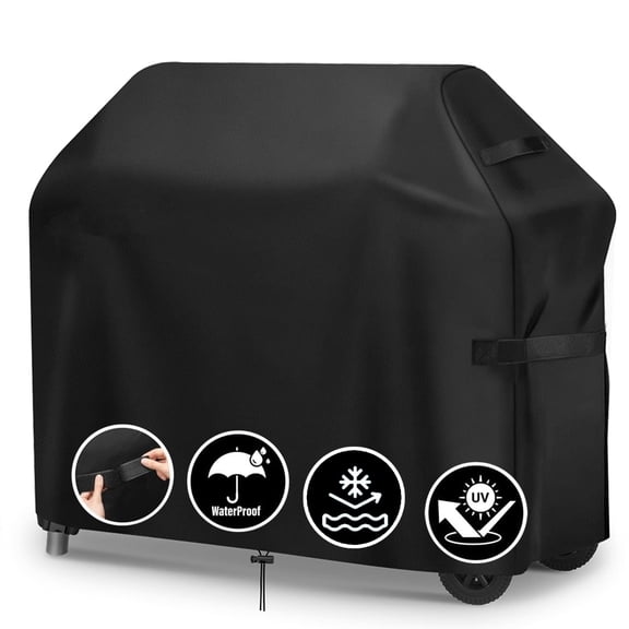 LCGOD 60 Inch BBQ Grill Cover, Waterproof UV Resistant All Weather Protection with Adjustable Straps for Weber Char Broil Gas Grills