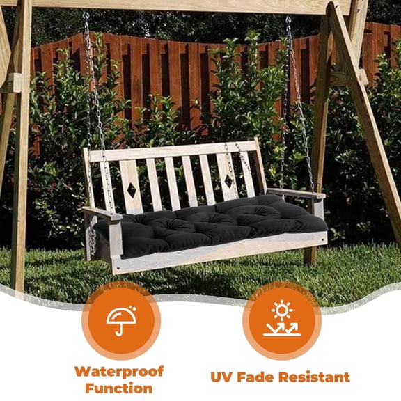 LCGOD Outdoor Bench Cushion 60x40x4 Inch Waterproof Swing Cushionsfor Patio Furniture - Black