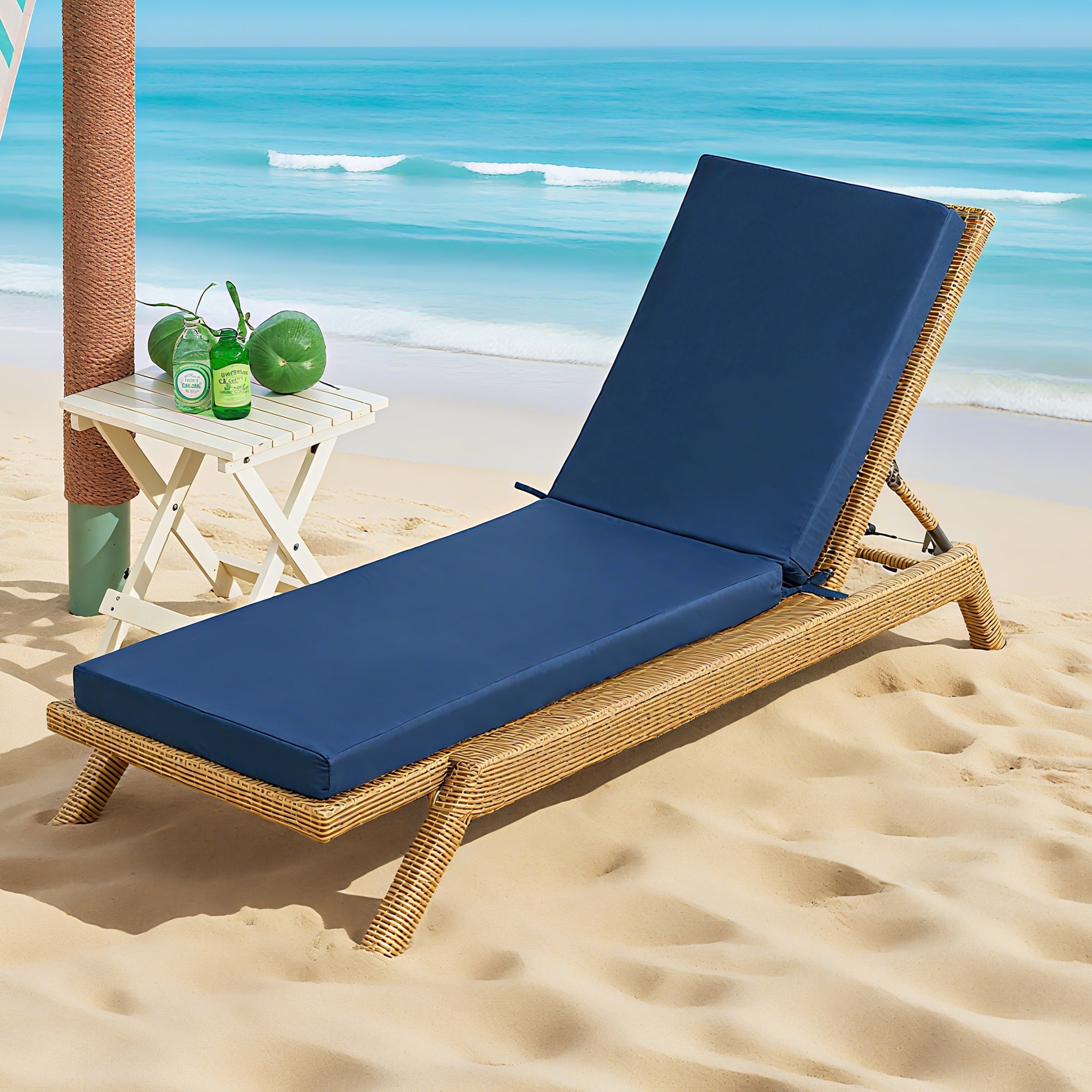 Walmart Black Friday Deals 2025 - LCGOD Outdoor Chaise Lounge Cushions, 72x21x3 inch Patio Recliner Chair Cushion with Ties, High-Density Foam Chair Cushion for Outdoor Furniture, Dark Blue