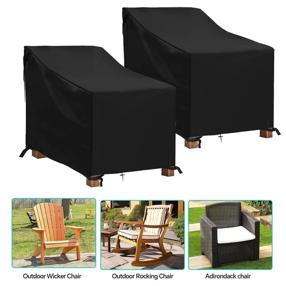 Lcgod Patio Chair Cover, 2PCS, 100% Waterproof Outdoor Lawn Furniture Protector, 600D Heavy Duty Oxford Deep Seat Lounge Cover, 35"W x 39"D x 31"H
