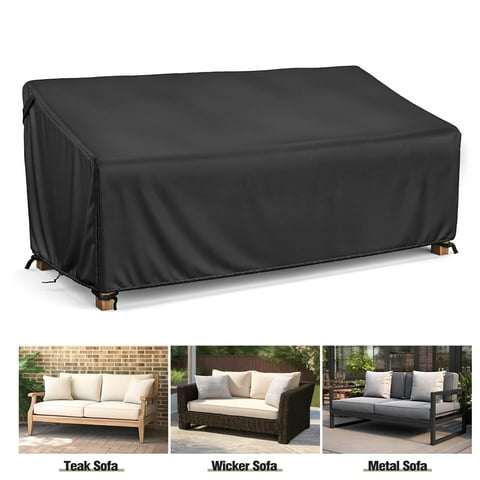 LCGOD Patio Sofa Cover Waterproof, 3-Seater Deep Lounge Loveseat Cover, Lawn Patio Furniture Cover, Heavy Duty Outdoor Couch Cover with Handle, 80" W x 37" D x 30" H